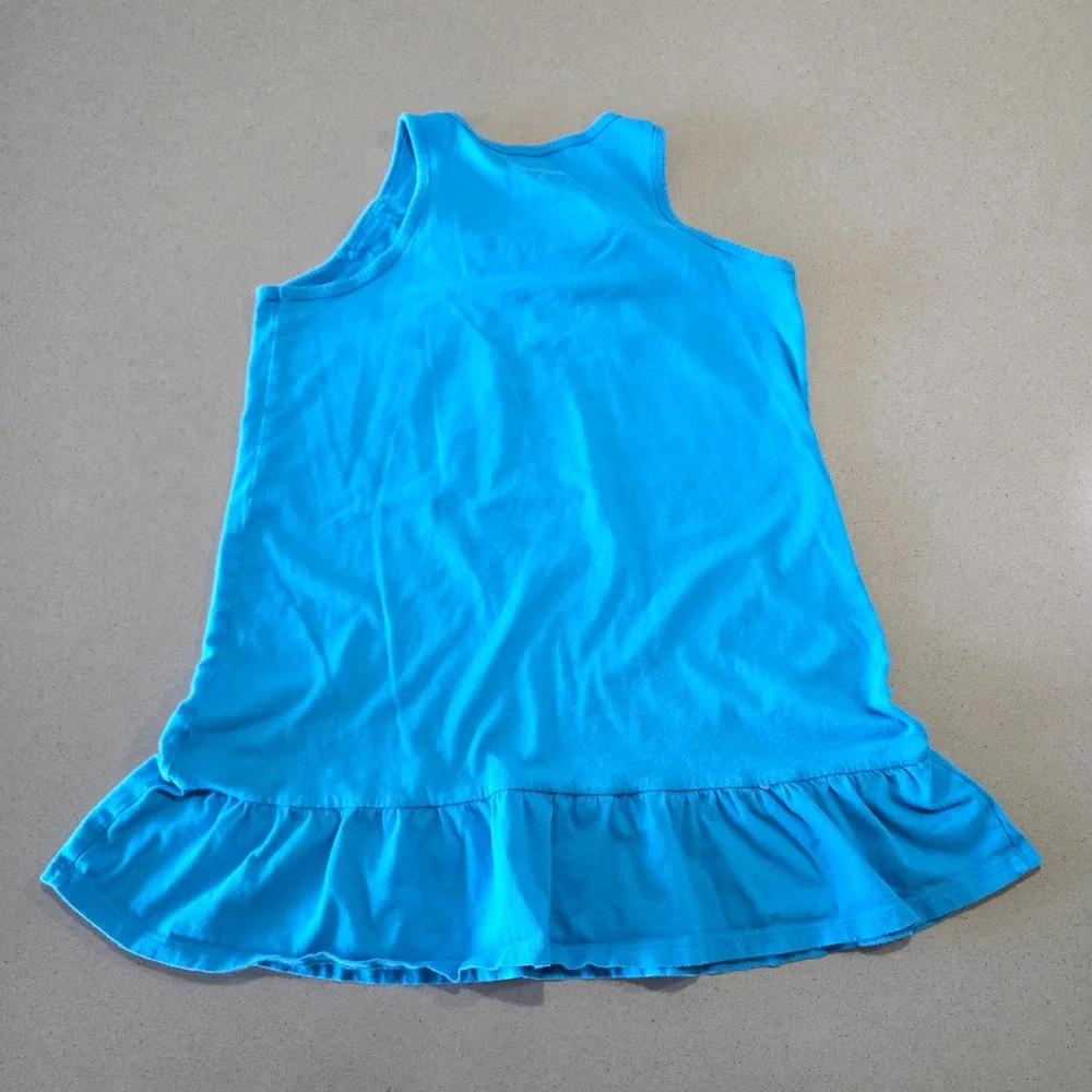 OshKosh Bgosh‎ Basics Girls Blue Ruffle Sleeveless Dress Size 12 Cotton Blend